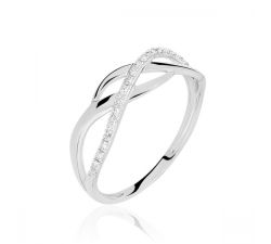 Argolla de bodas Evian: De diamantes pequeños con diseño torcido